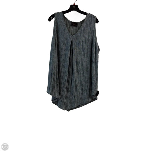 Top Sleeveless By Amanda In Blue & Silver, Size: 2x