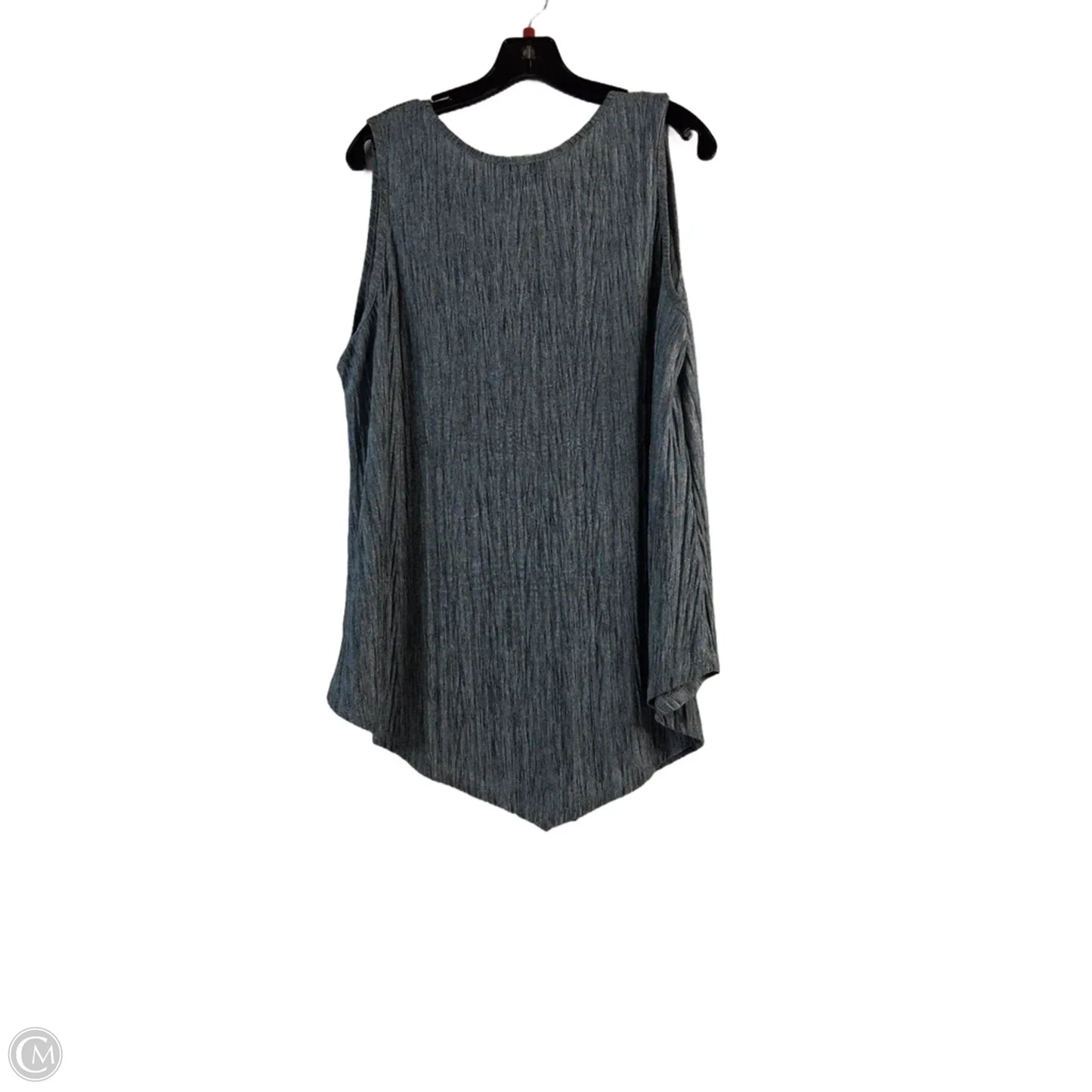 Top Sleeveless By Amanda In Blue & Silver, Size: 2x