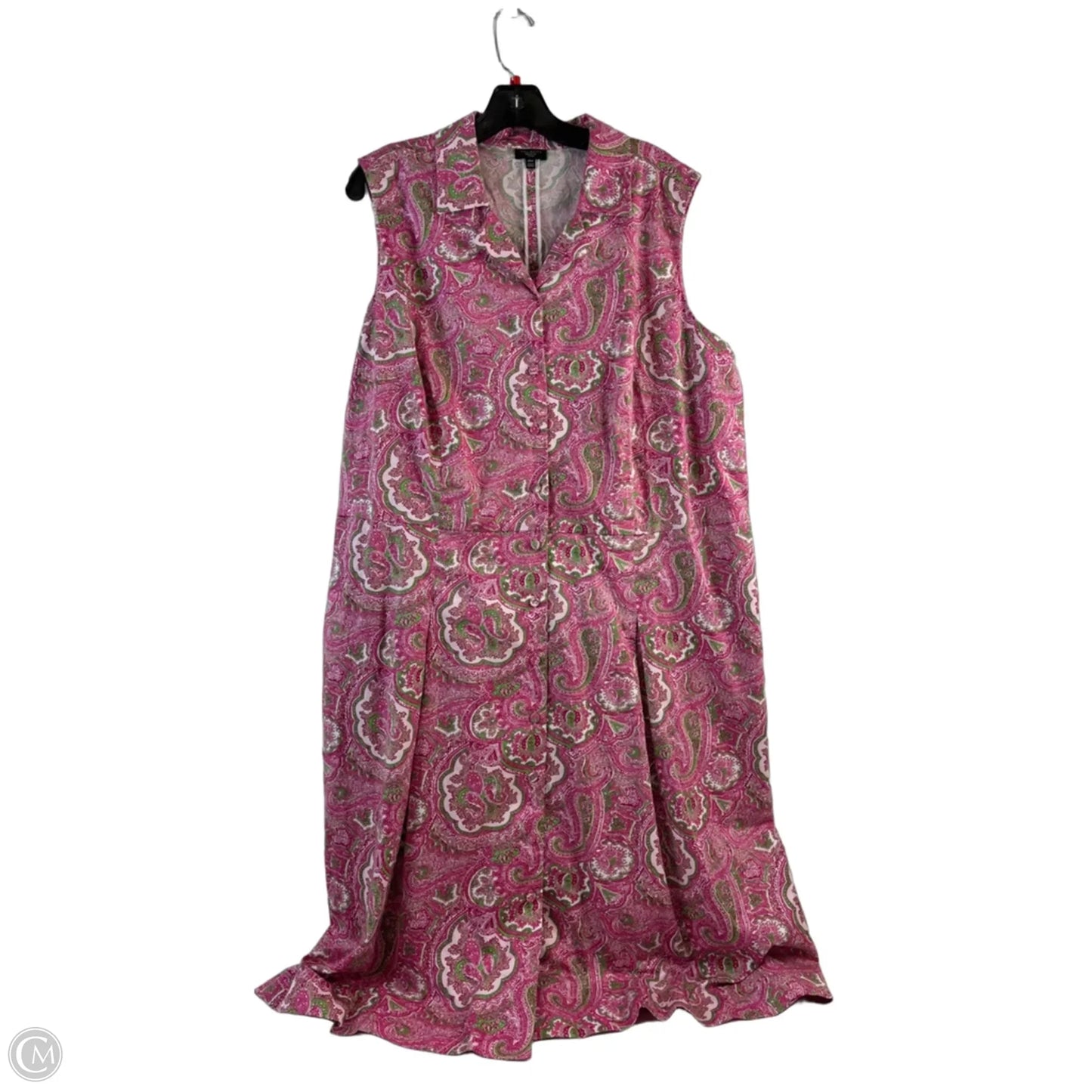 Dress Casual Maxi By Talbots In Green & Pink, Size: 1x