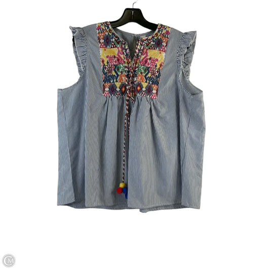 Top Sleeveless By Clothes Mentor In Blue & White, Size: Xl