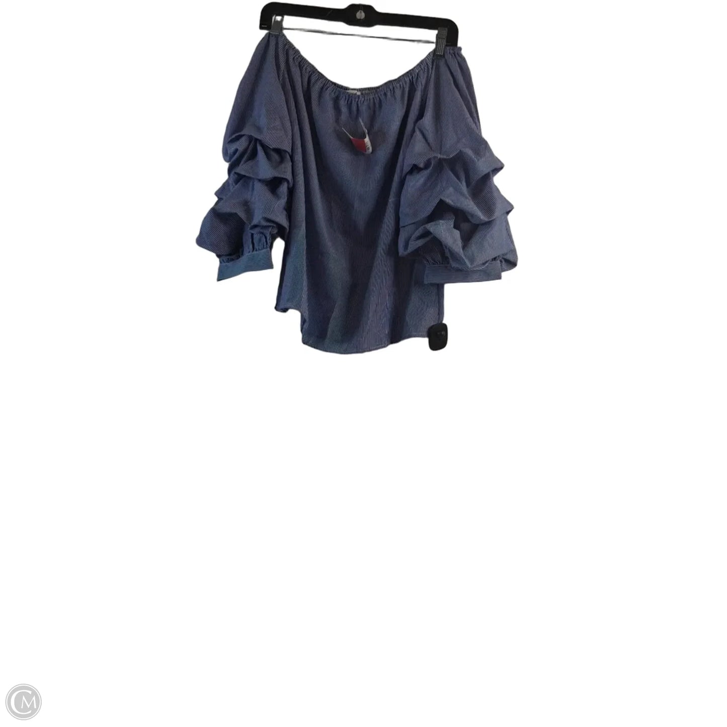 Top Short Sleeve By Clothes Mentor In Blue & White, Size: M