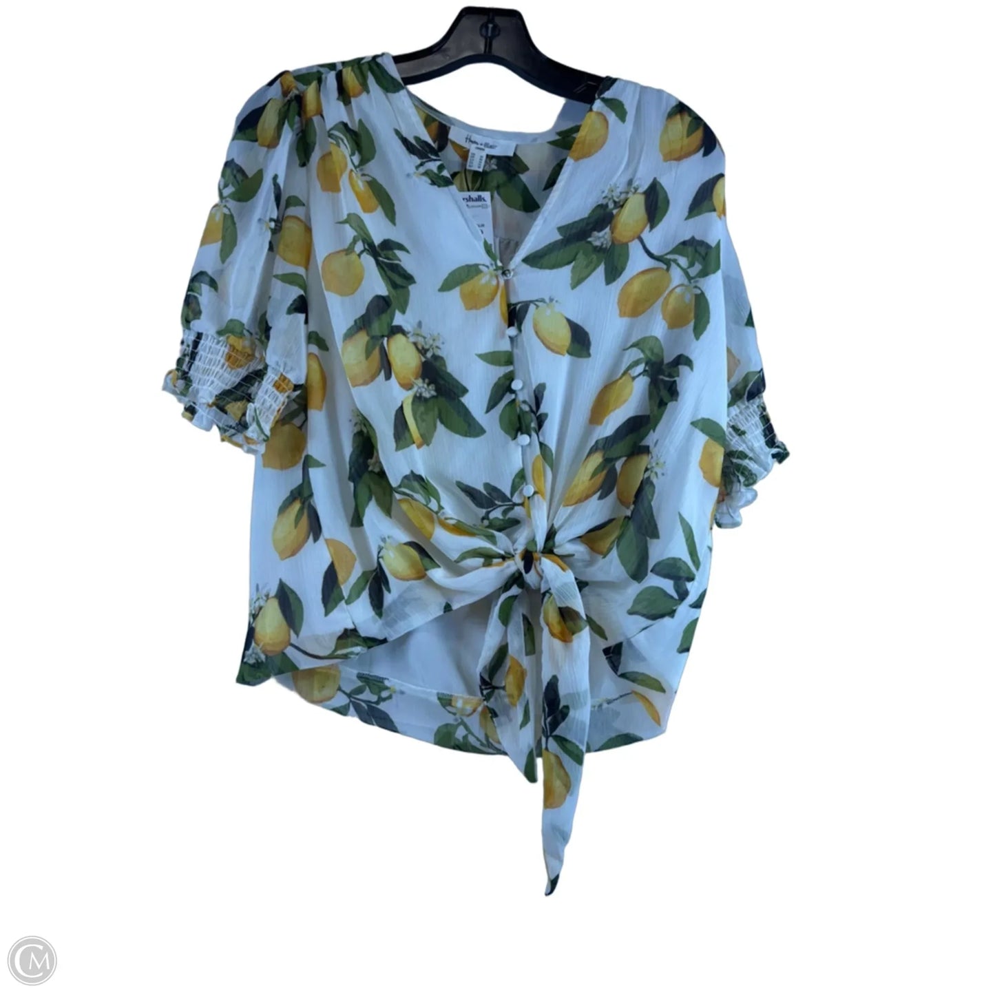 Top Short Sleeve By Clothes Mentor In White & Yellow, Size: M