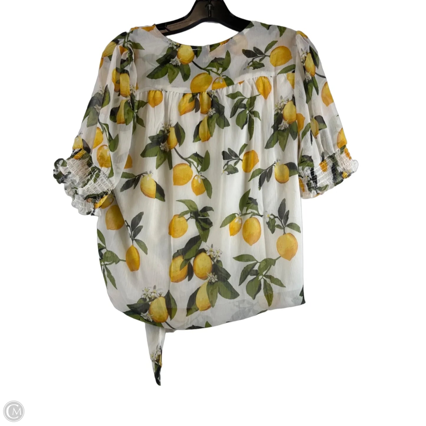 Top Short Sleeve By Clothes Mentor In White & Yellow, Size: M
