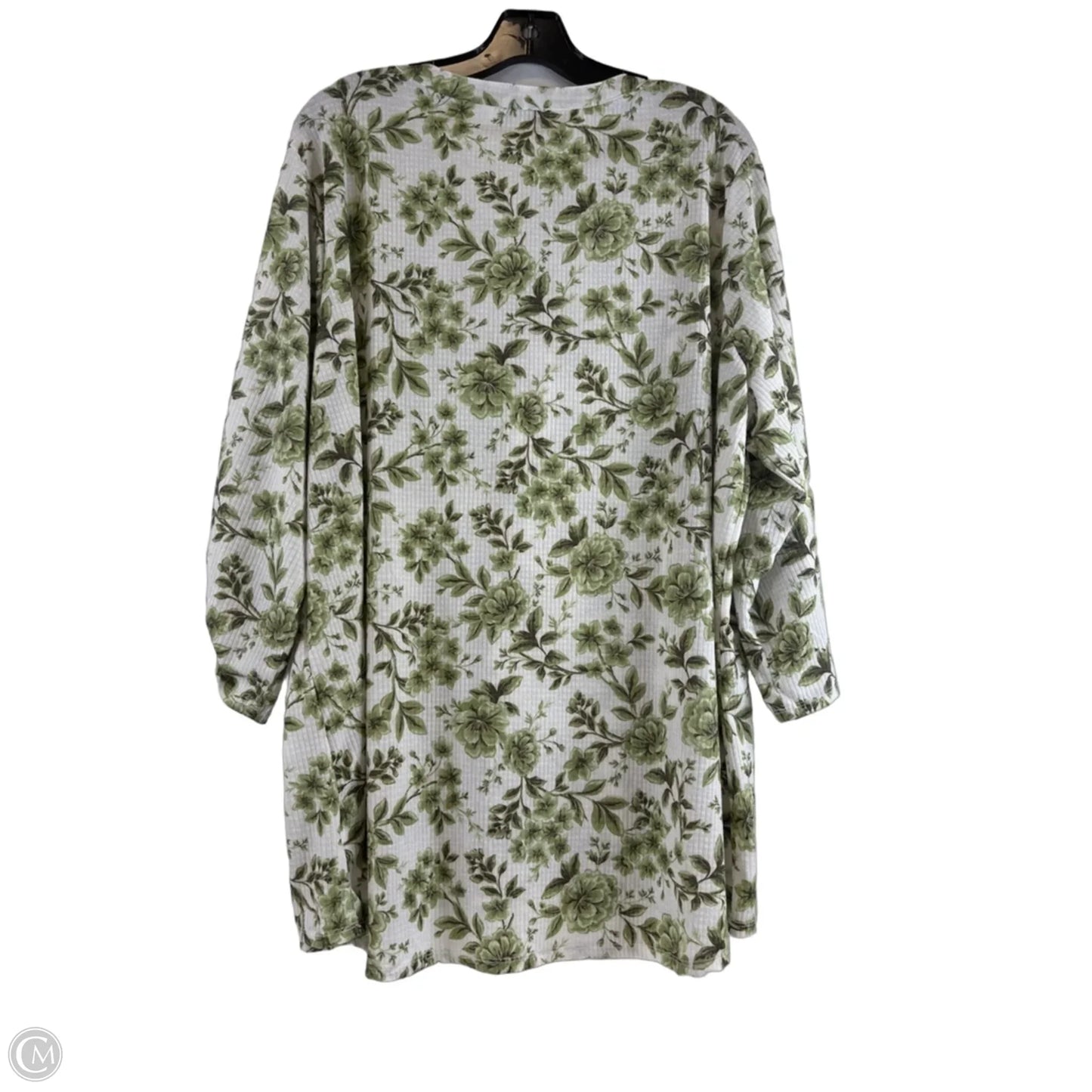 Top Short Sleeve By Emily Daniels In Green & White, Size: 2x