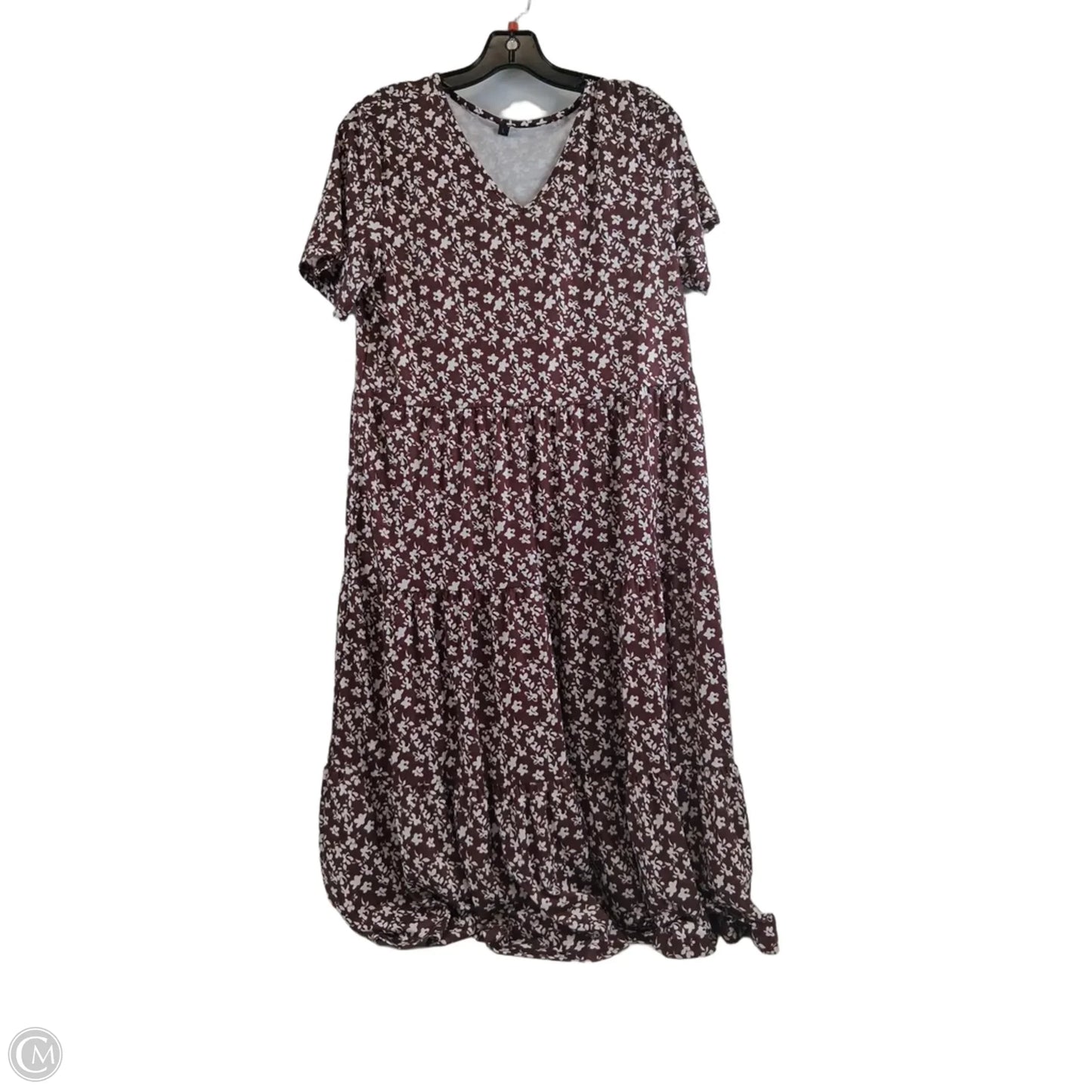 Dress Casual Midi By Clothes Mentor In Brown & Cream, Size: L
