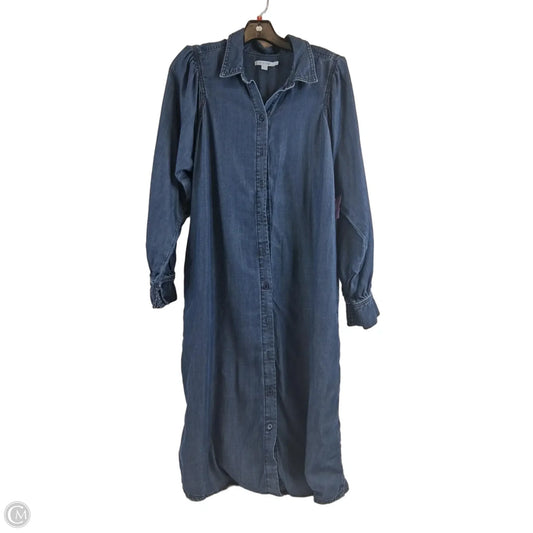 Dress Casual Midi By Chicos In Blue Denim, Size: L