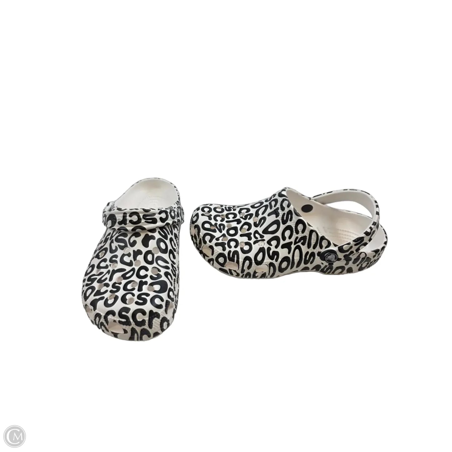 Shoes Flats By Crocs In Black & White, Size: 8