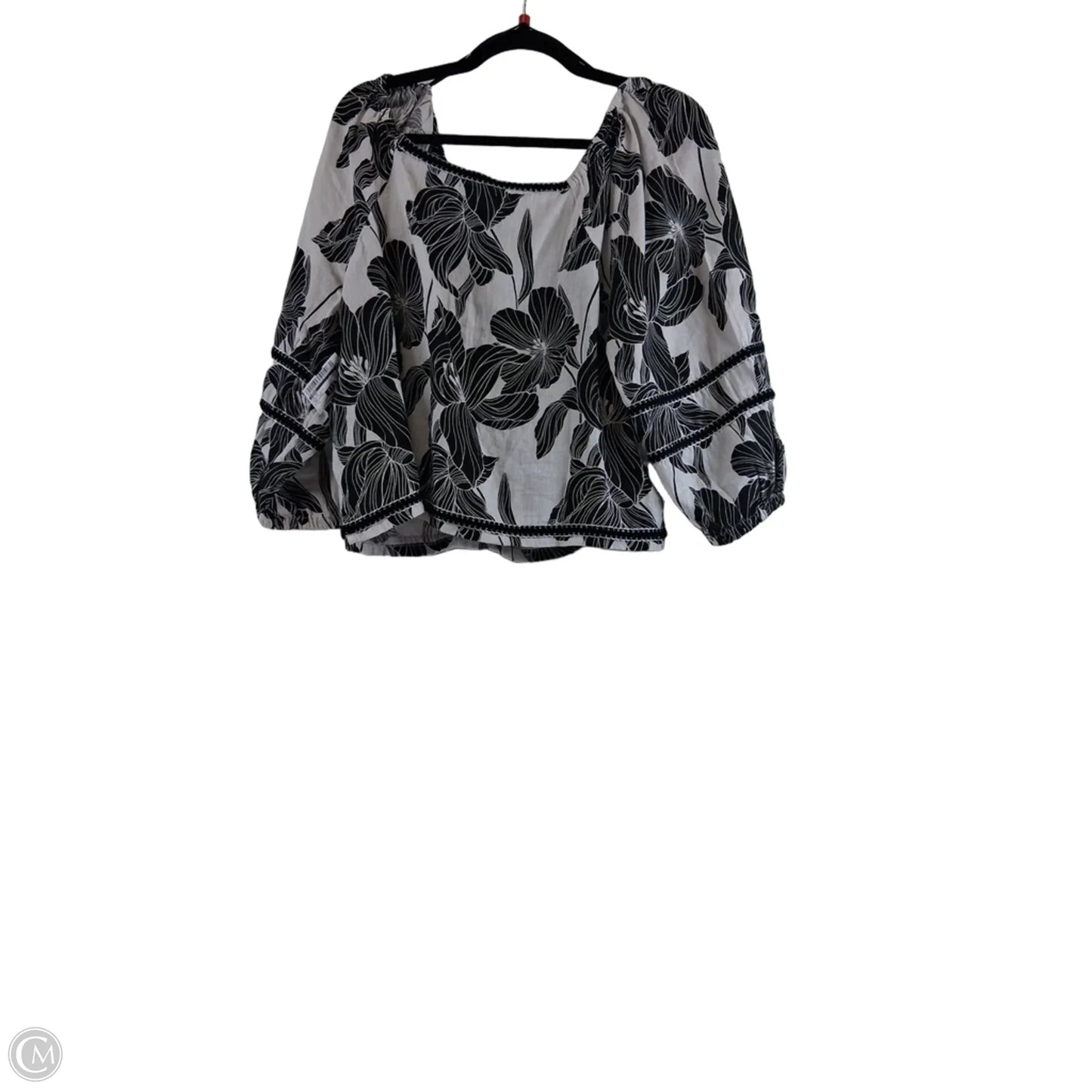 Top Short Sleeve By Tahari In Black & White, Size: L
