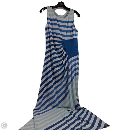 Dress Casual Maxi By Chicos In Blue & White, Size: M