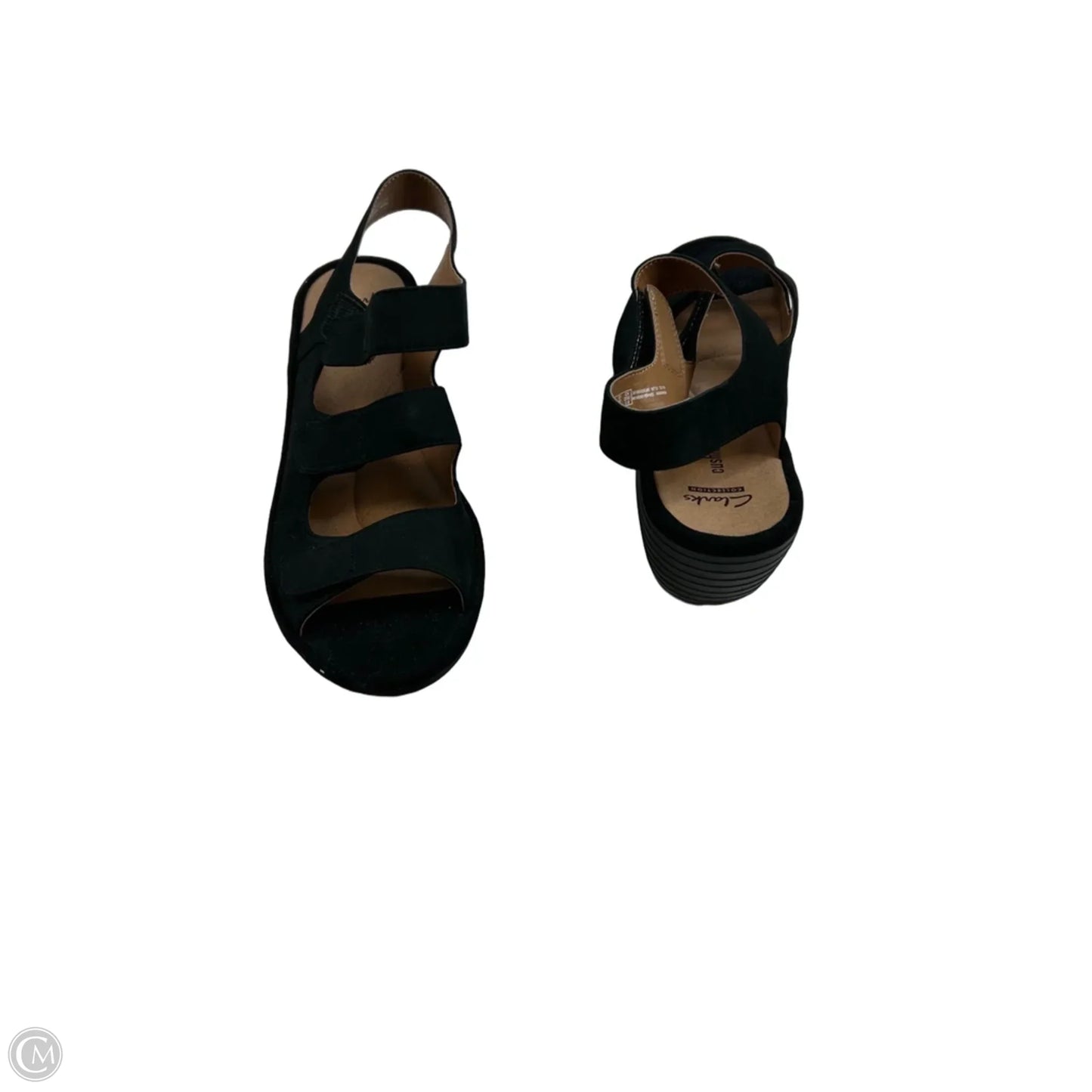 Sandals Heels Wedge By Clarks In Black, Size: 9