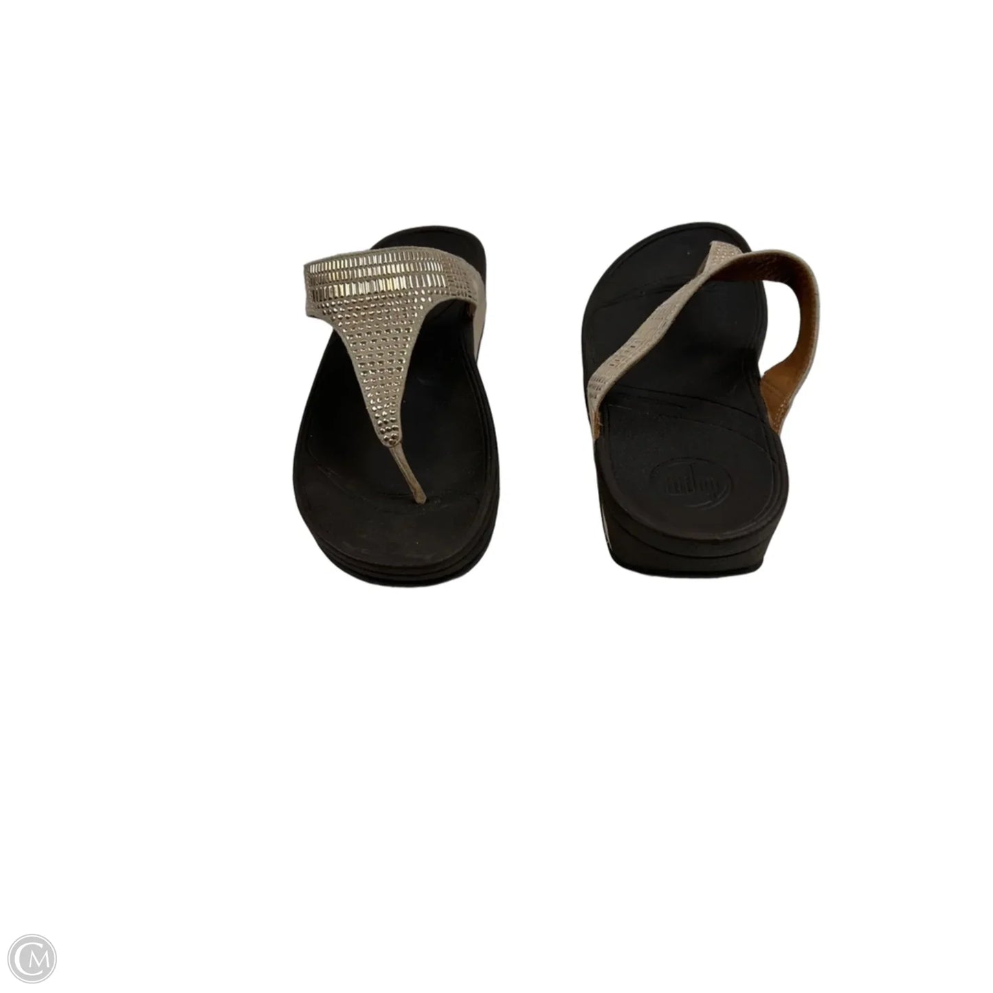 Sandals Heels Platform By Fitflop In Brown & Gold, Size: 10