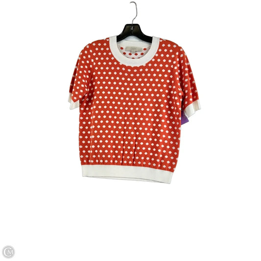 Top Short Sleeve By Loft In Orange & White, Size: Xs