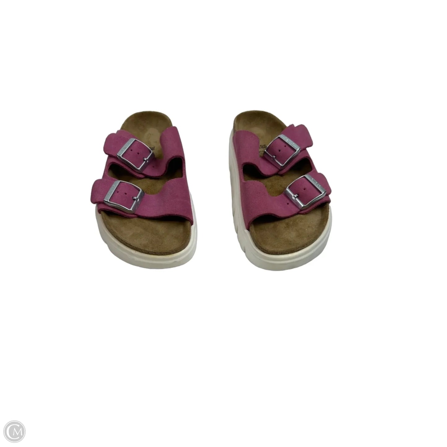 Sandals Flats By Clothes Mentor In Pink & White, Size: 7