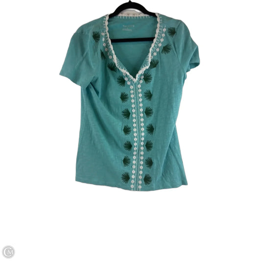 Top Short Sleeve Basic By Talbots In Blue & Green, Size: S