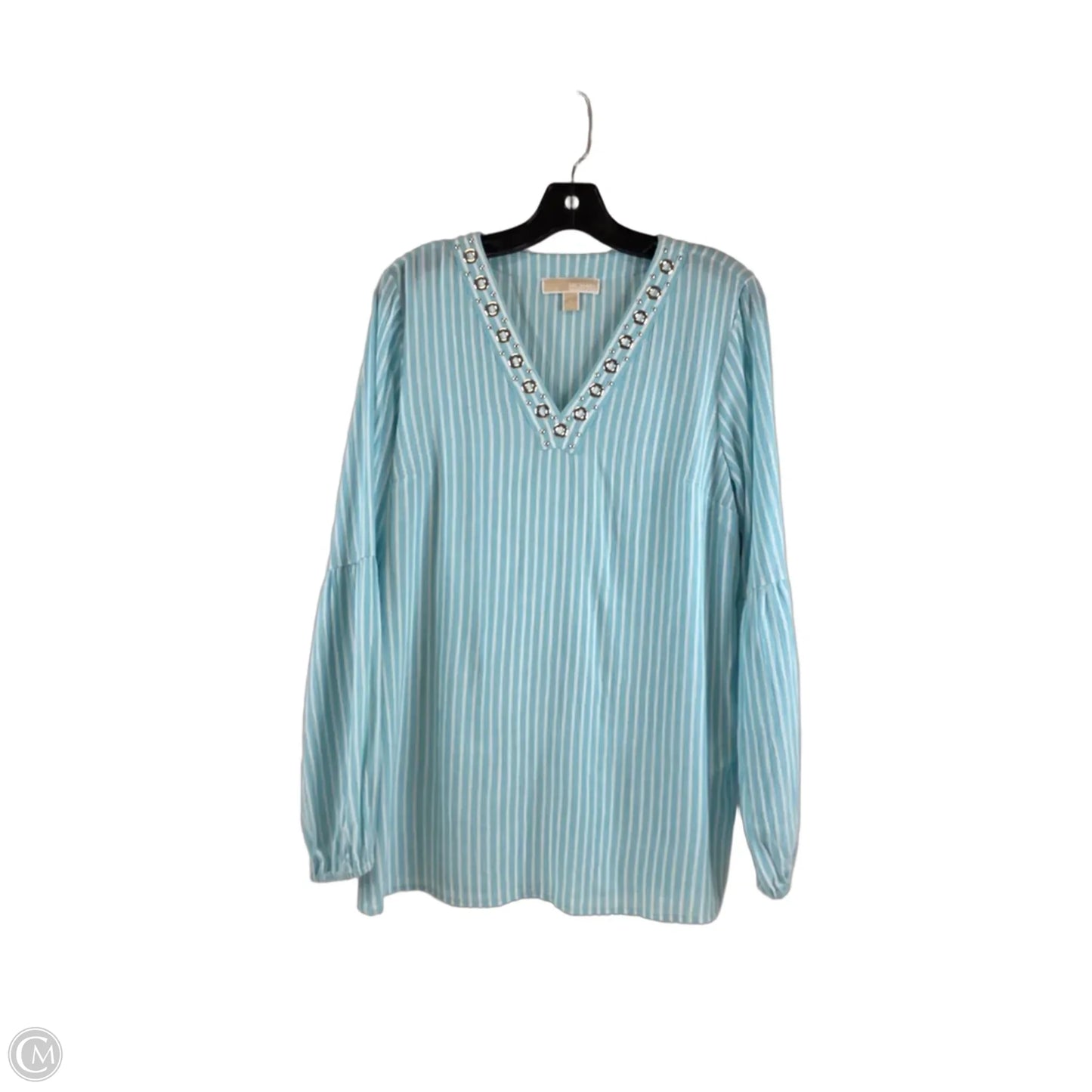 Top Long Sleeve By Michael By Michael Kors In Blue & White, Size: S