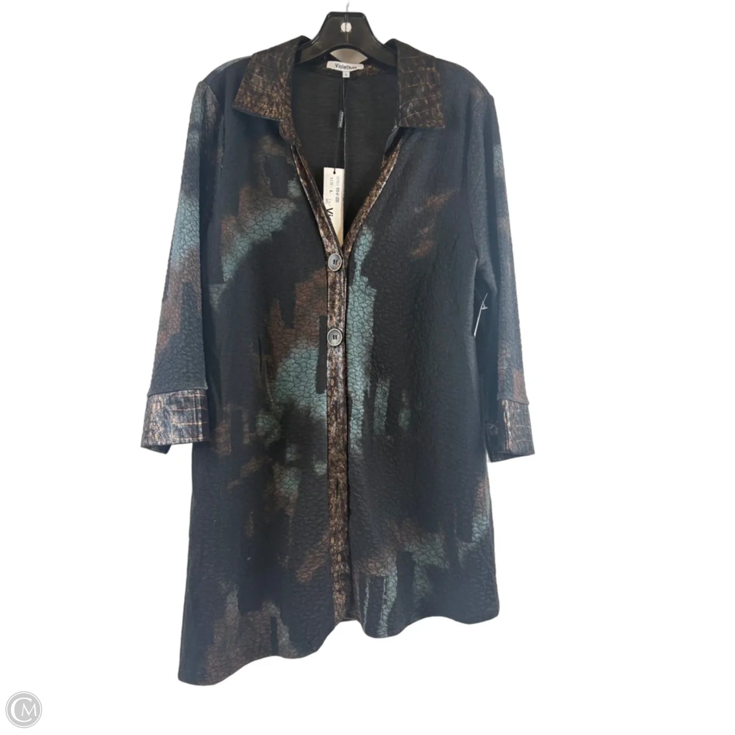 Blazer By Clothes Mentor In Black & Blue, Size: L