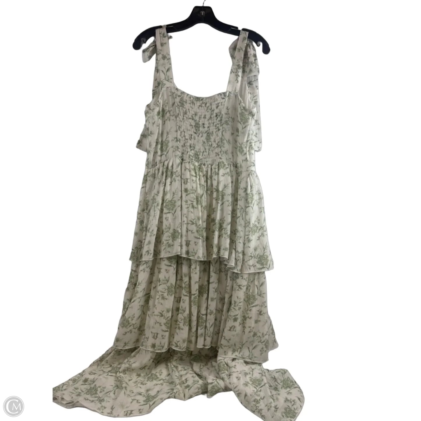 Dress Casual Midi By Indigo Soul In Green & White, Size: M