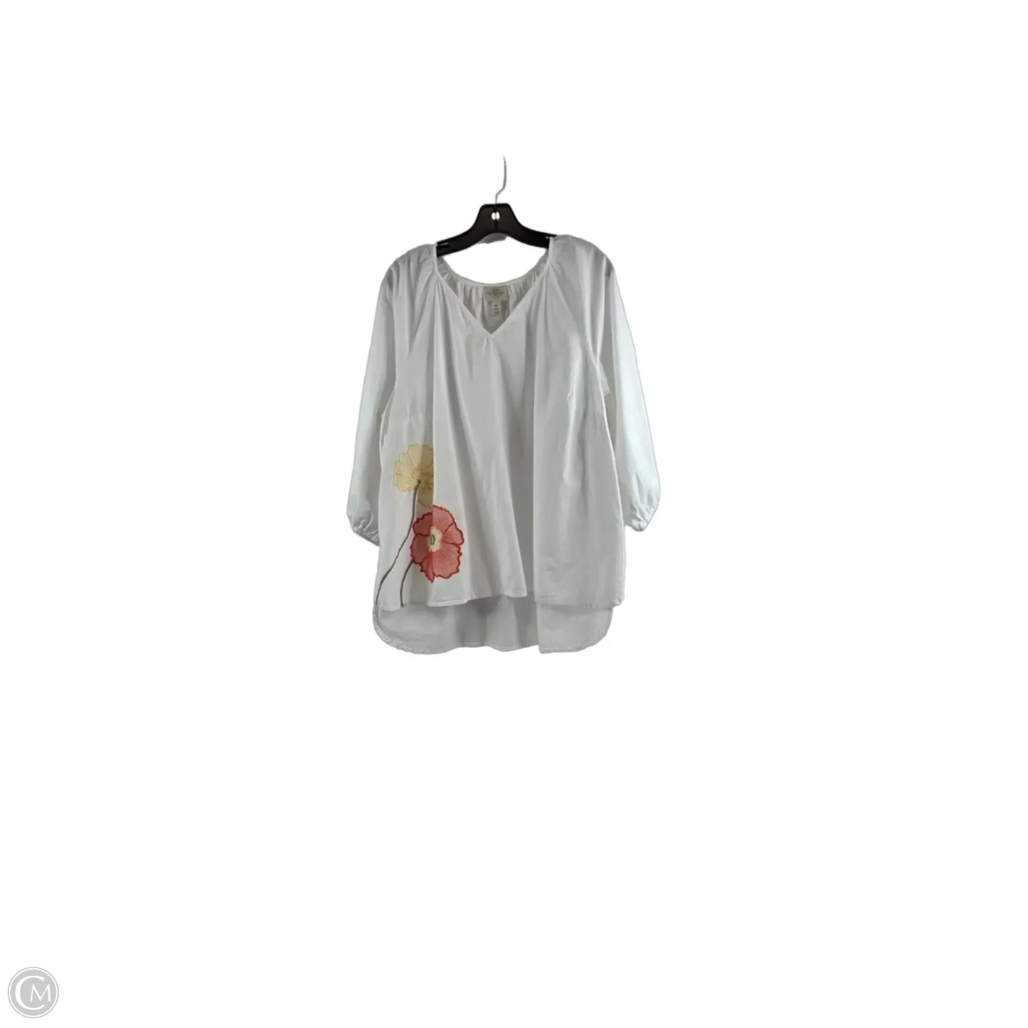 Top Long Sleeve By St Johns Bay In White & Yellow, Size: Xl