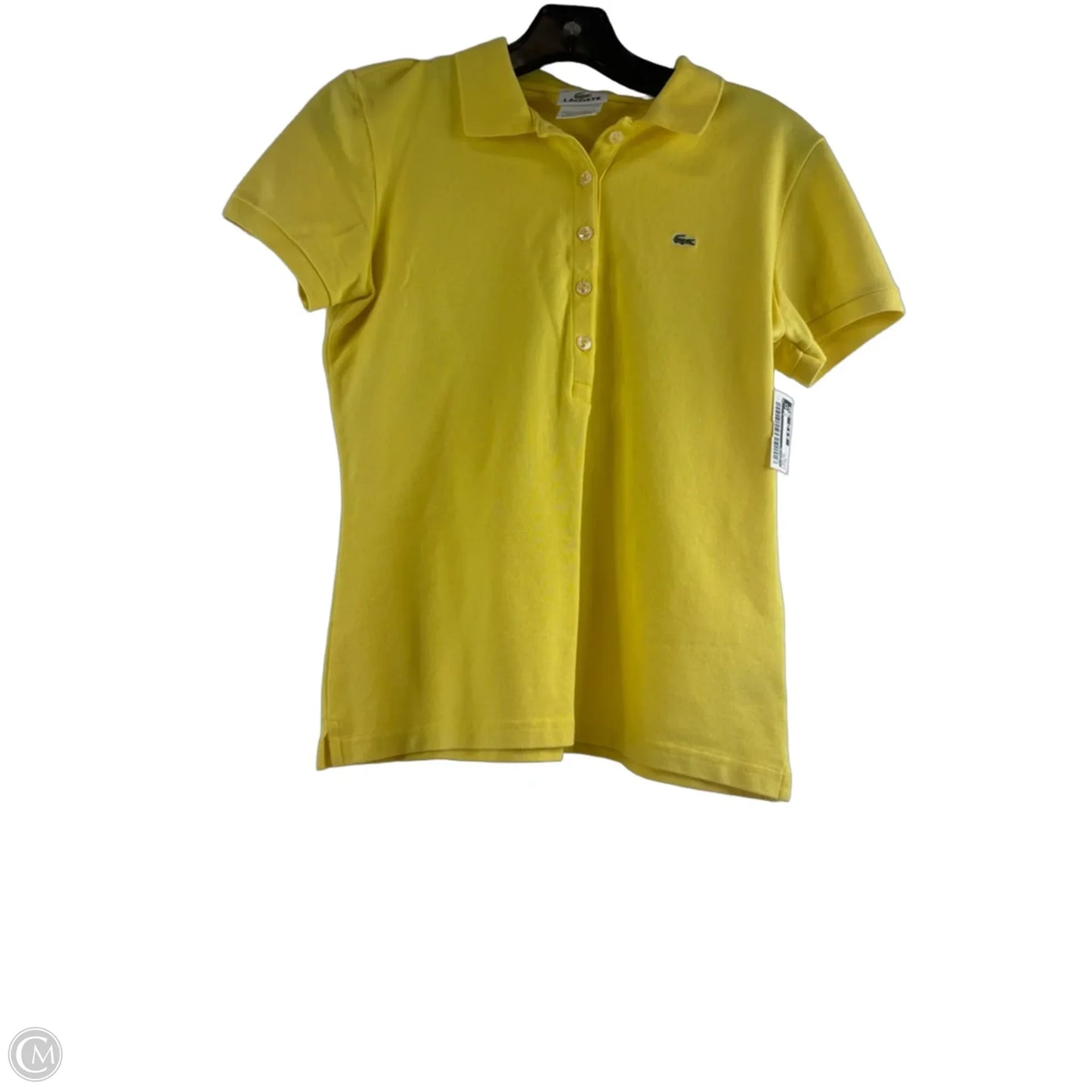 Top Short Sleeve By Lacoste In Yellow, Size: M