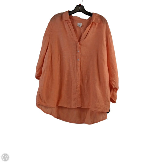 Top 3/4 Sleeve By Sigrid Olsen In Orange, Size: 2x