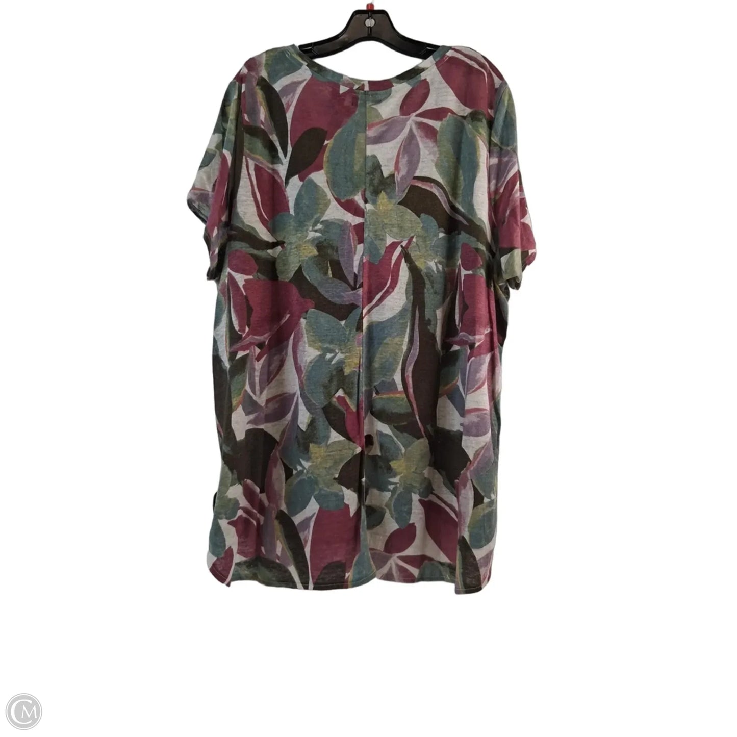 Top Short Sleeve By Tahari In Green & Purple, Size: 2x