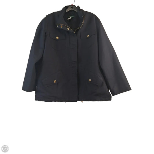 Jacket Windbreaker By Lauren By Ralph Lauren In Black, Size: 2x