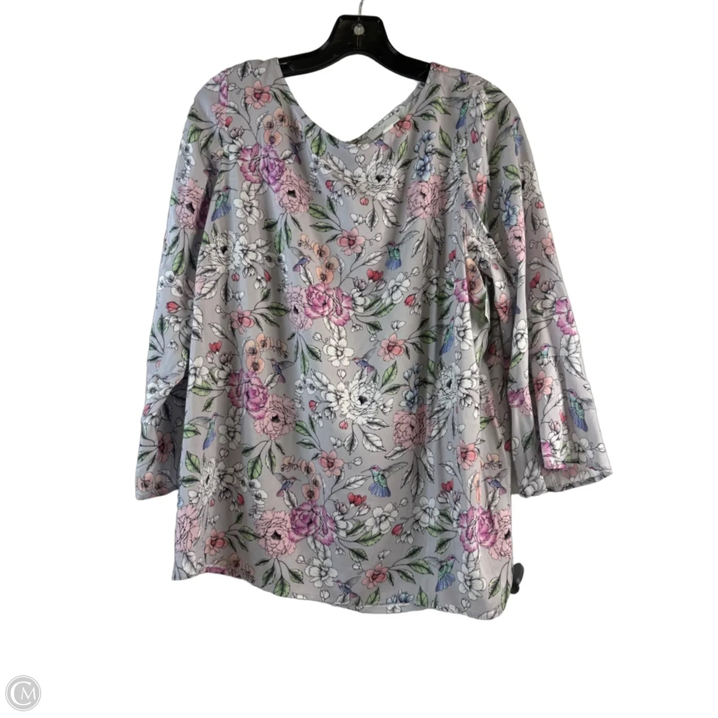 Top 3/4 Sleeve By J. Jill In Grey & Pink, Size: M