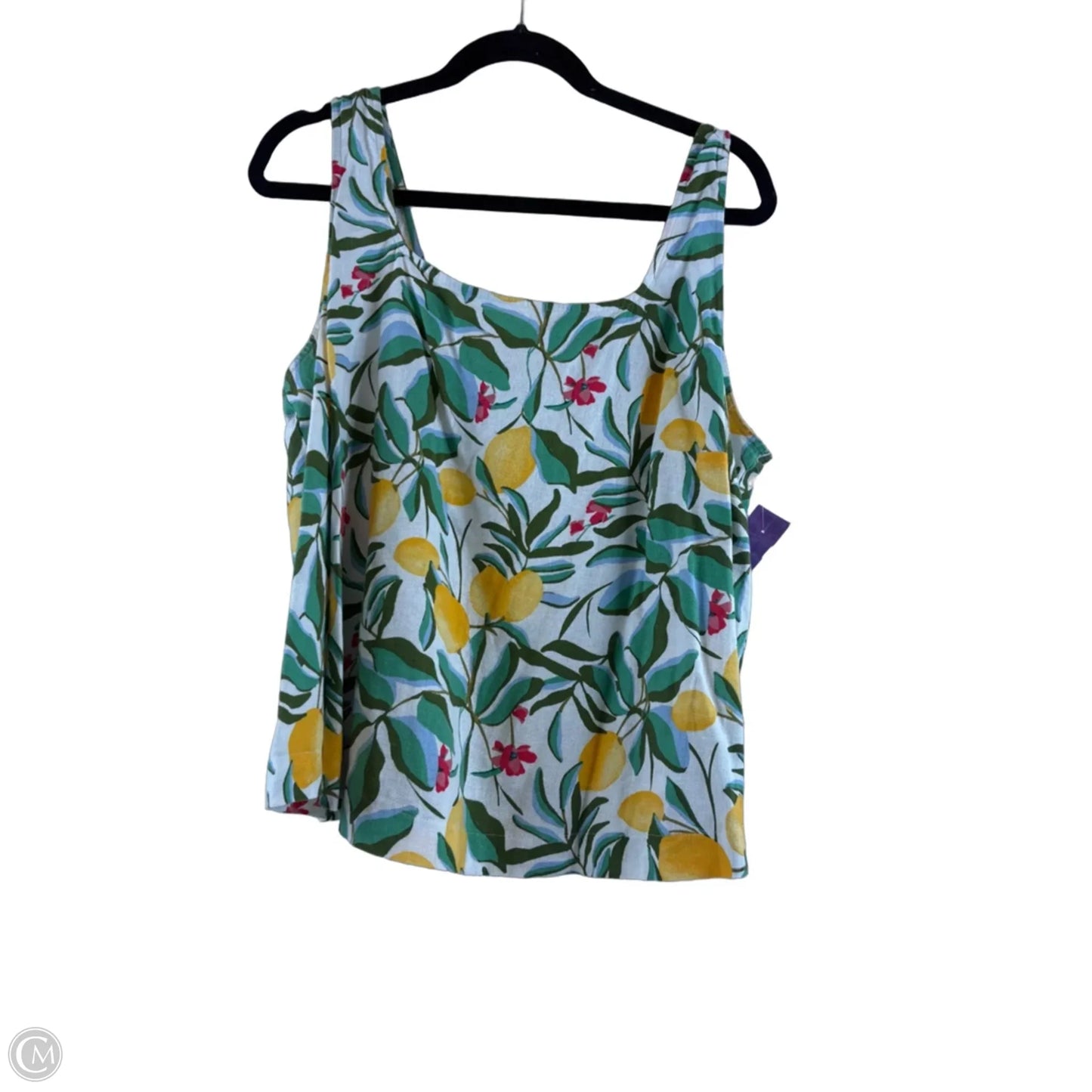 Top Sleeveless By Ava & Viv In Green & Yellow, Size: 1x