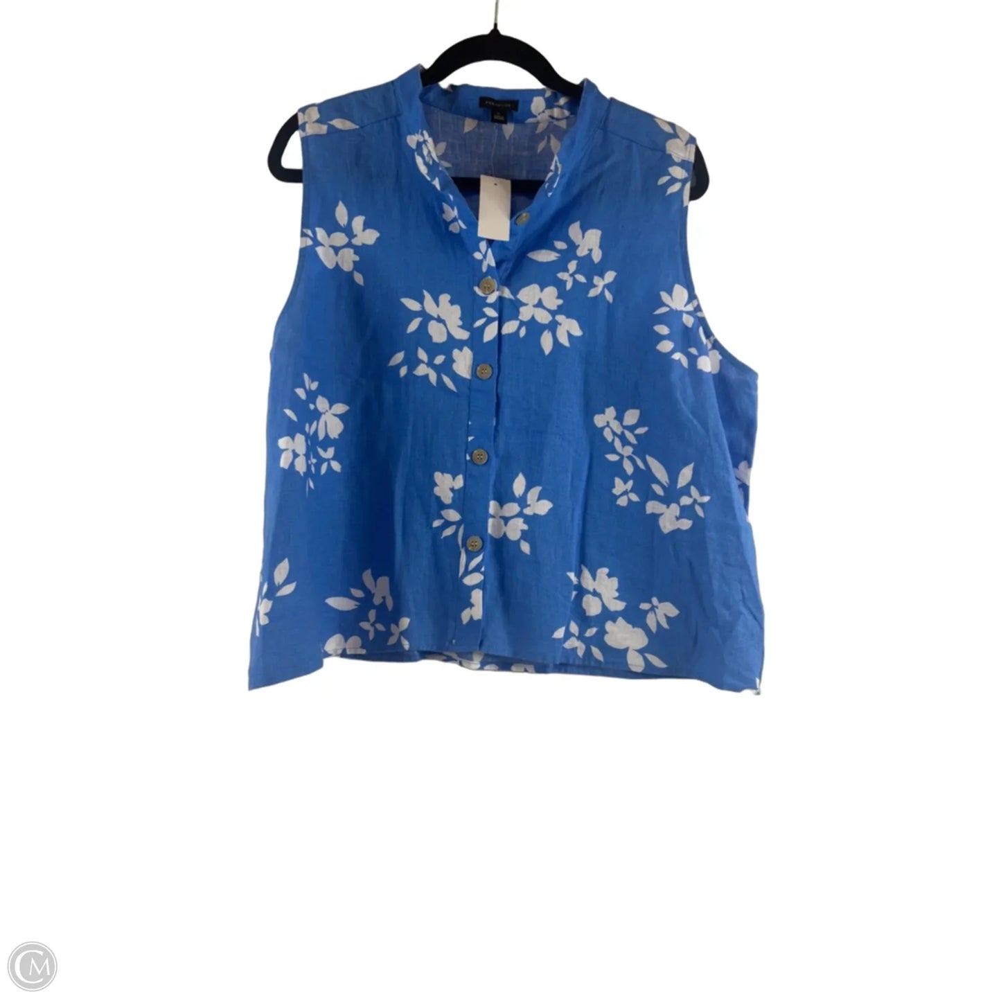 Top Sleeveless By Ann Taylor In Blue & White, Size: Xl