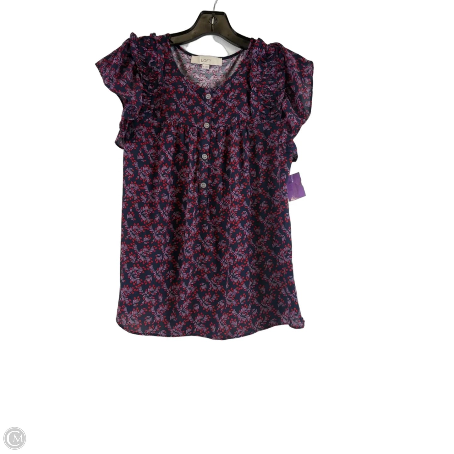Top Short Sleeve By Loft In Blue & Purple, Size: Xs