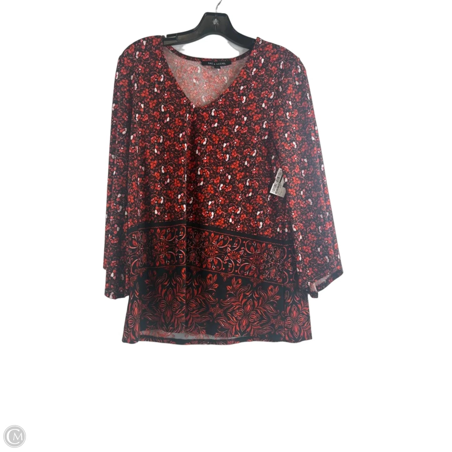 Top 3/4 Sleeve By Zac And Rachel In Black & Orange, Size: S