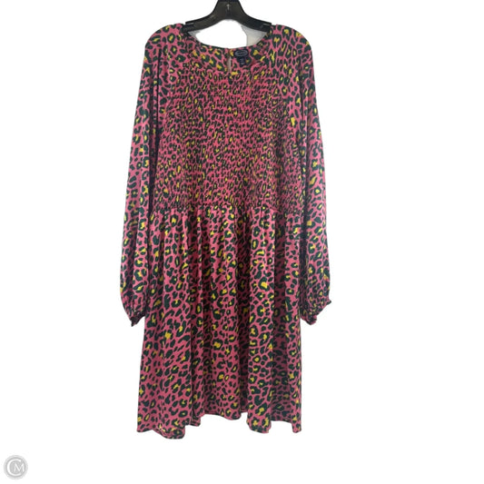 Dress Casual Short By Scoop In Pink & Yellow, Size: Xxl