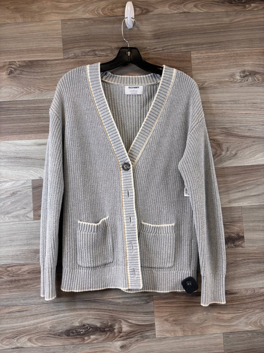 Sweater Cardigan By Old Navy In Grey & White, Size: S