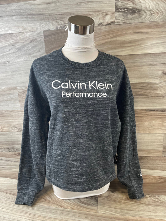 Top Long Sleeve By Calvin Klein In Grey, Size: S