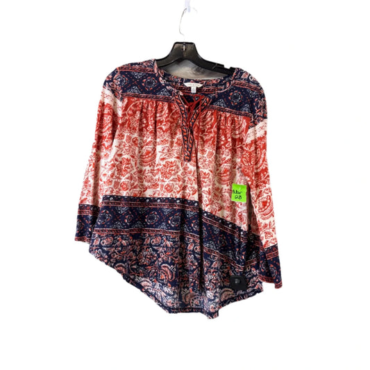 Top Long Sleeve By Lucky Brand In Blue & Orange, Size: M