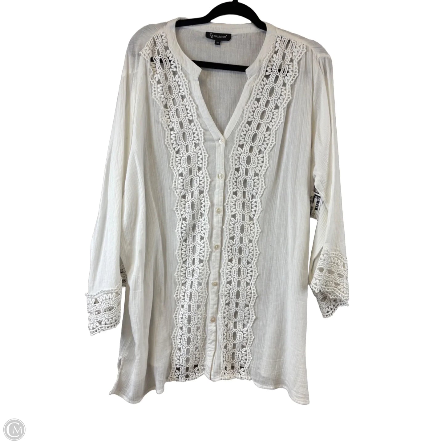Top 3/4 Sleeve By Clothes Mentor In White, Size: 1x