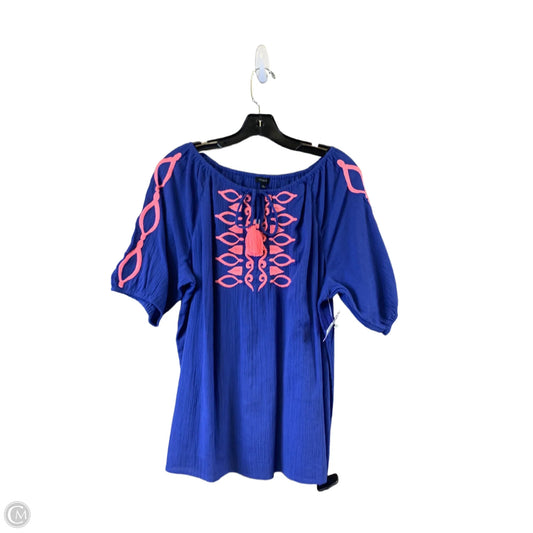 Top Short Sleeve By Talbots In Blue & Pink, Size: L