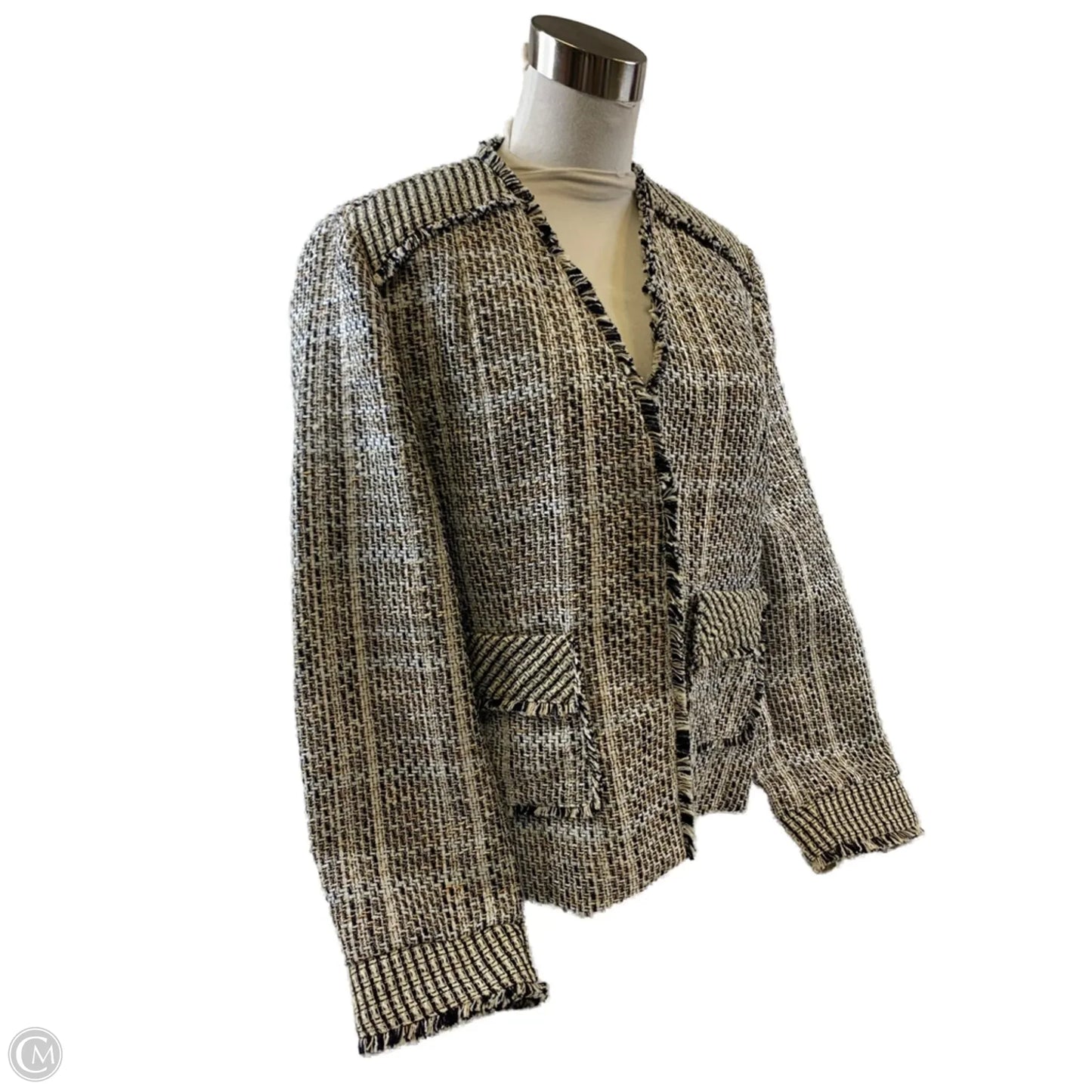 Blazer By Chicos In Black & Cream, Size: L