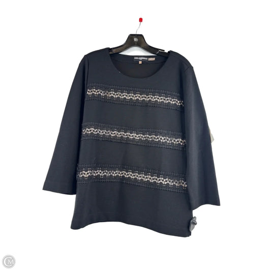Top 3/4 Sleeve Designer By Karl Lagerfeld In Black, Size: M