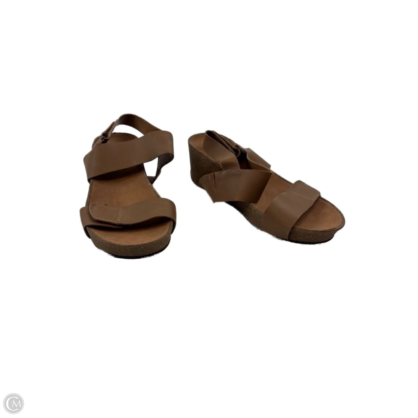 Sandals Heels Wedge By Clarks In Brown, Size: 8.5