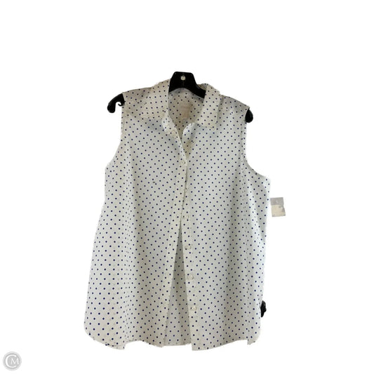 Top Sleeveless By Chicos In Blue & White, Size: L