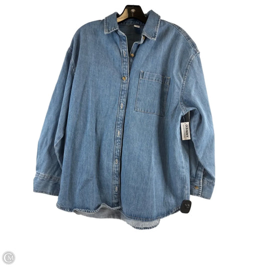 Jacket Shirt By Old Navy In Blue Denim, Size: S