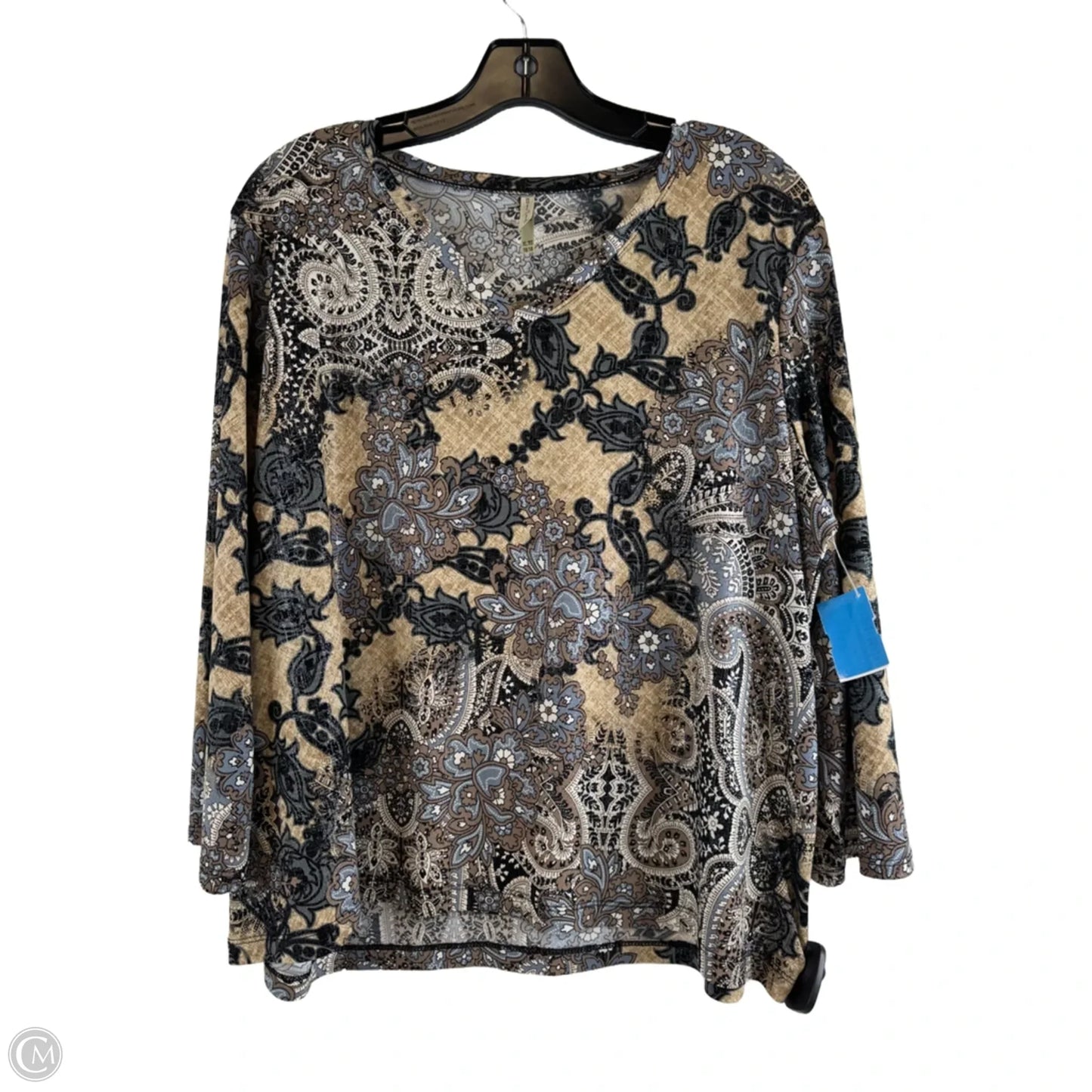 Top 3/4 Sleeve By White Stag In Blue & Tan, Size: Xl