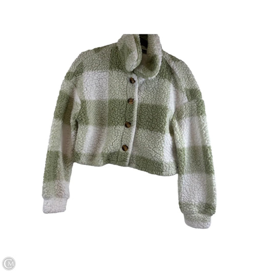 Jacket Faux Fur & Sherpa By Cmf In Green & White, Size: M