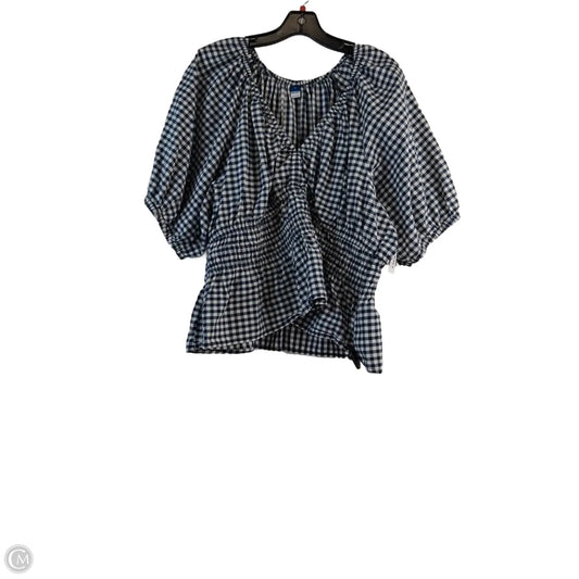 Top Short Sleeve By Old Navy In Checkered Pattern, Size: Xl