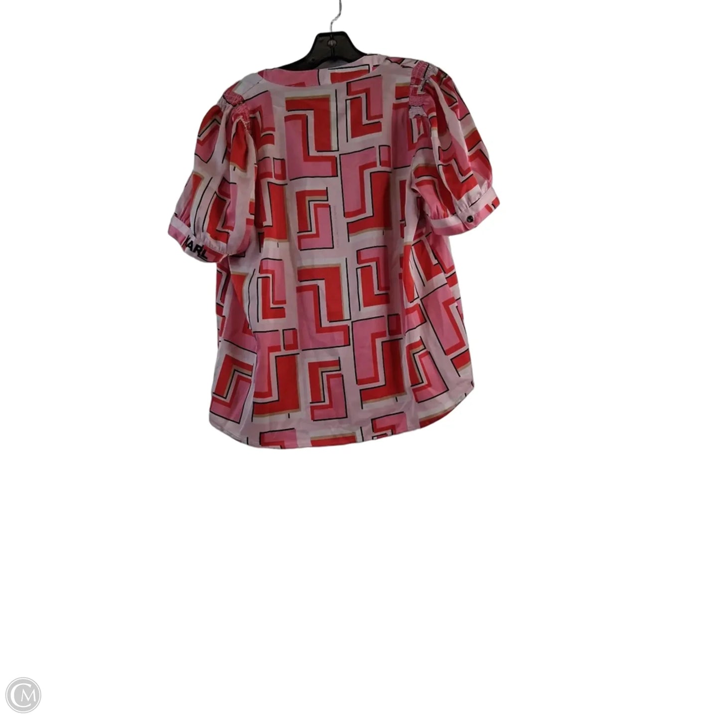 Top Short Sleeve Designer By Karl Lagerfeld In Pink & Red, Size: M