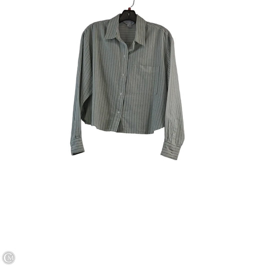Top Long Sleeve By Old Navy In Green & White, Size: M
