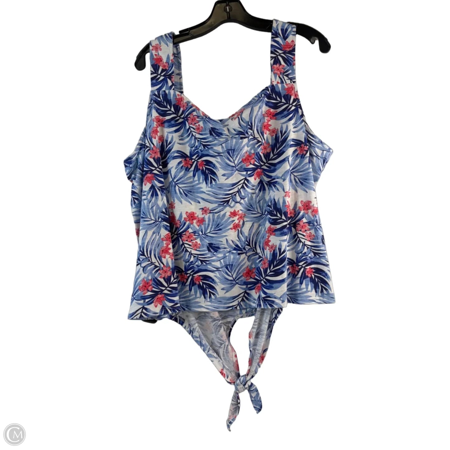 Top Sleeveless By Caribbean Joe In Blue & Pink, Size: Xxl
