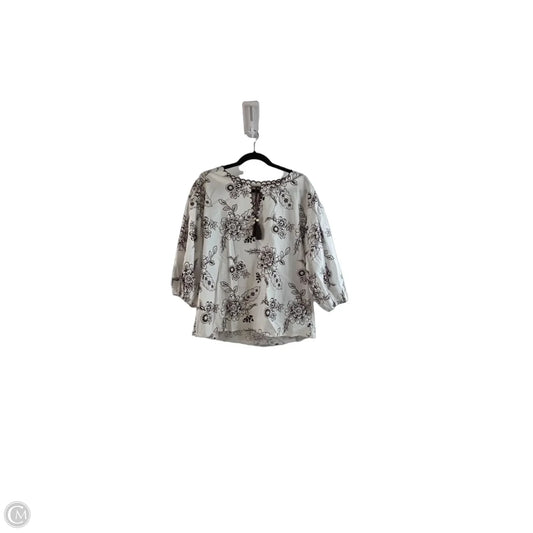 Top 3/4 Sleeve By Clothes Mentor In Brown & White, Size: M