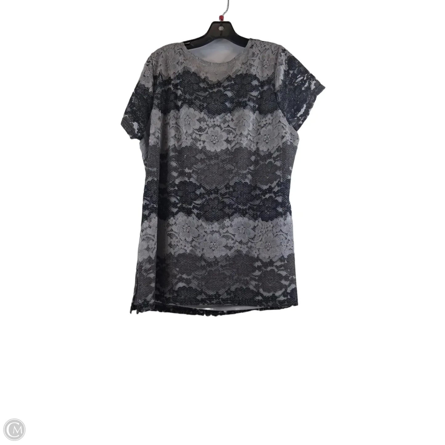 Top Short Sleeve By Isaac Mizrahi Live Qvc In Grey, Size: 1x